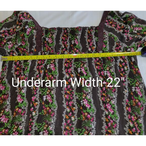 Crazy Angel Peasant Top 2X 3X Cottage Core Floral Sheer Lined BOHO Festival VTG - Picture 16 of 16